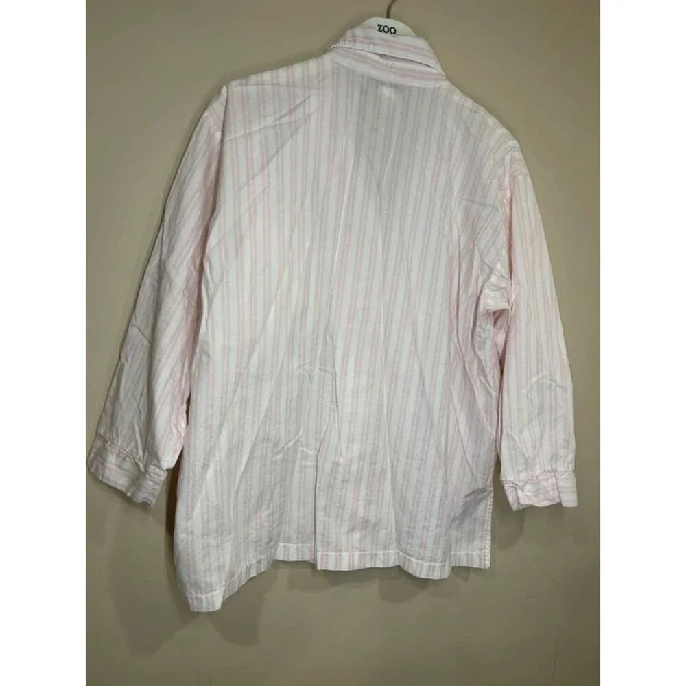 Vintage Christian Dior Women's LG Cotton Pink Striped Button Pajama Top